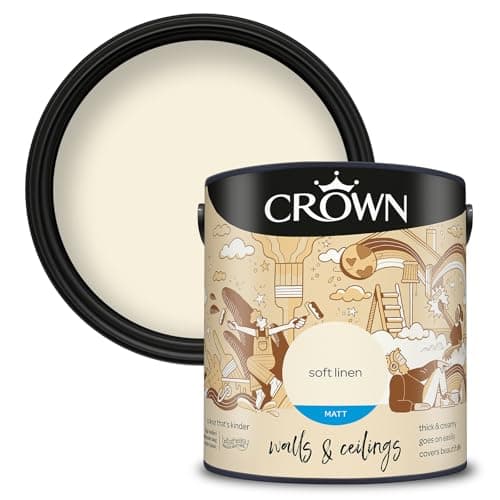 Image of Crown Walls & Ceilings Matt Emulsion Paint, Size 2.5L, Soft Linen