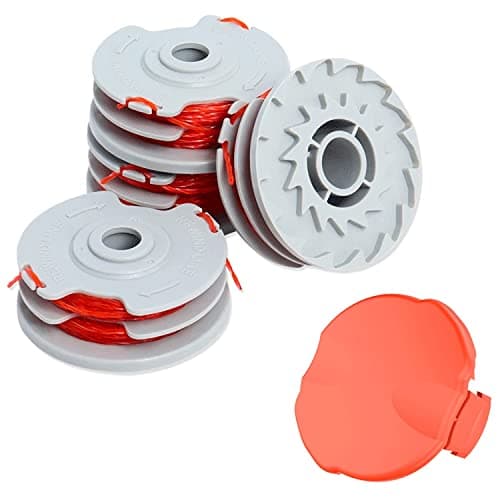 Image of Strimmer Spool Line,4 PCS Φ1.5mm 11m FLY021 513937190 Standard Double Autofeed Nylon Replacement Spools + FLY060 Spool Cover,Compatible with Flymo Contour 500E Mini/Multi/Power Trim Grass Trimmer