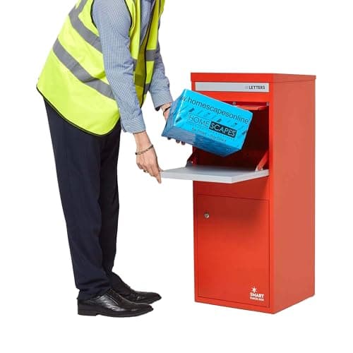Image of Smart Parcel Box - Large Parcel Box Outdoor, Red Delivery Box with Secure Front & Rear Access, Waterproof, Durable, Lockable Weatherproof Parcel Drop Box For Multiple Packages