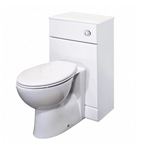Image of VeeBath Linx BTW Back to Wall WC Toilet High Gloss White Bathroom Furniture Concealed Cistern Cabinet Unit - 500 x 300mm