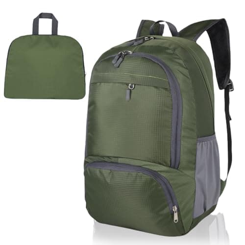 Image of FENGZIZH Foldable Lightweight Travel Backpack, 30L Waterproof Rucksack for Men and Women, Durable Daypack for Hiking, Camping and Outdoor Adventures (Green)