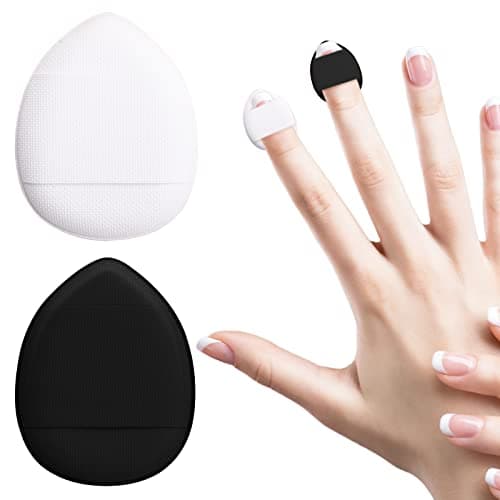 Image of Sibba 2 Pieces Loose Powder-Puffs Makeup Setting Triangle Face Cushion Beauty Sponge Cute Cosmetics Portable Finger Holder Strap Sponge Small Head Storage Foundation Puff Soft Cover Brush