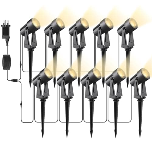 Image of Svater Garden Spotlights Mains Powered, 32m 10-in-1 LED Landscape Lights 2W Warm White 3000K 27V IP65 Waterproof Outdoor Garden Lights Pathway Lighting for Lawn Yard, Patio,Driveway,Party