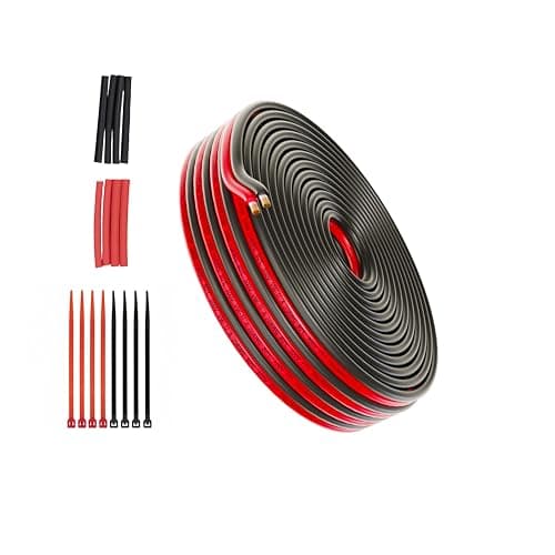 Image of Piwaal 20AWG Electrical Wire Spool 0.42mm² 50ft Each 20 Gauge 2 Conductor Parallel Wire (Red 15M Black 15M) Hook Up Oxygen Free Stranded Tinned Copper Cable for LED Strip/Bulbs/Lamps