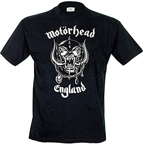 Image of Motorhead Men's England Regular Fit Round Collar Short Sleeve T-Shirt, Black, Small