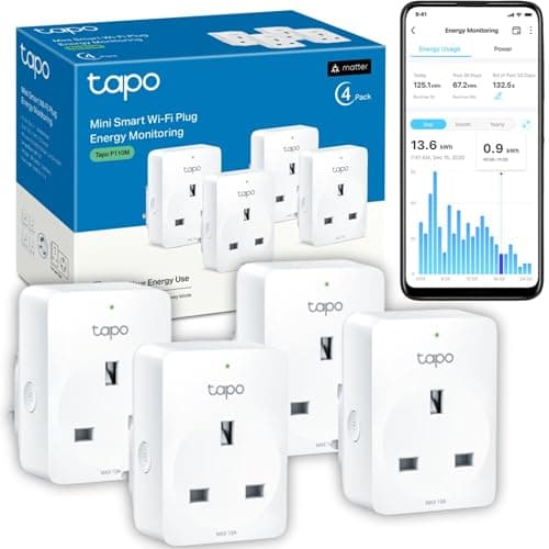 Image of Tapo P110M (4-pack) Smart Plug, WiFi Plug, Energy Monitoring, Electricity Usage Monitor, MATTER Certified, App Remote Control, Alexa, Voice Control with Alexa & Google, Away Mode, Compact Design