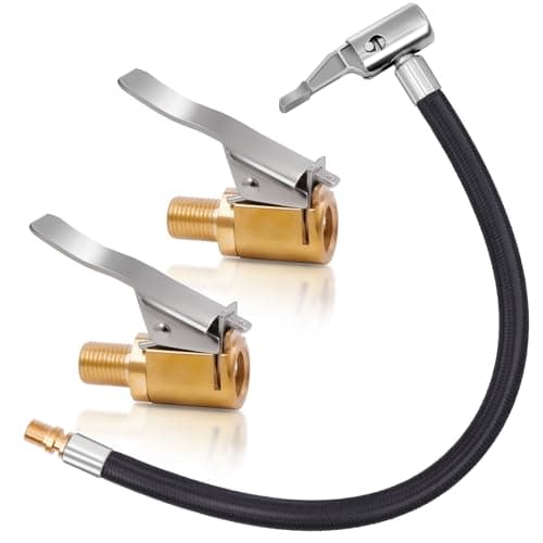 Image of BUNTOR 3PCS Tyre Inflator Adaptor Set, 2PCS 8mm Brass Tyre Valve Air Pump Clip and 1PCS 30cm Tyres Pump Hose, Tire Inflation Hose Adapter, Car Pumps Accessories Thread Nozzle Adapters for Car, Bike
