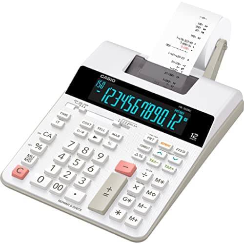 Image of Casio HR-300RC Printing Calculator with Backlit LCD Display,White,Mini-Desktop