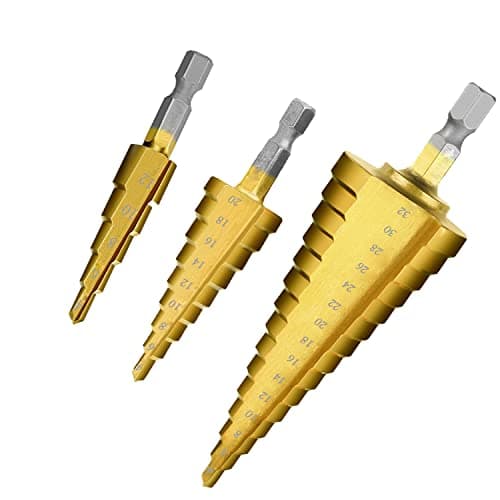 Image of Aniuge 3PCS HSS Step Bits Set High Speed Steel Step Drill Bits Set-(4-12mm,4-20mm and 4-32 mm) Cone Drill Bits Hole Cutter for Wood Stainless Steel Sheet Metal