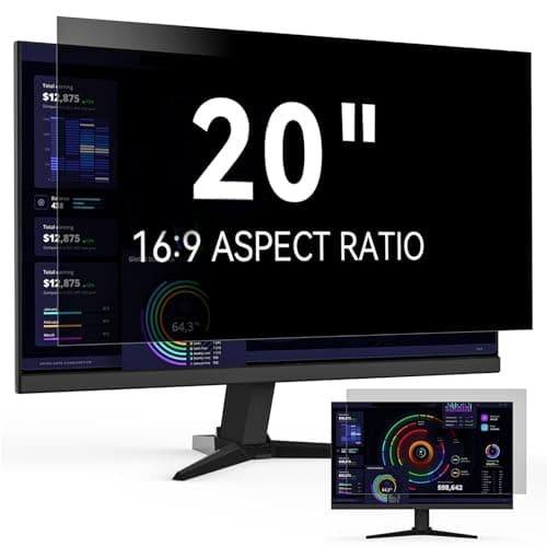 Image of 20 Inch Computer Privacy Screen Filter for 16:9 Widescreen Monitor, Removable Eye Protection Anti Glare Blue Light Filter Privacy Shield, Anti Scratch Anti Spy Screen Protector Film 20 In