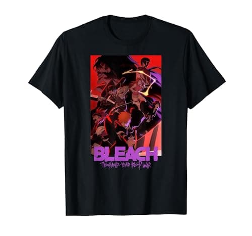 Image of Bleach: Thousand Year Blood War Colorful Show Poster Anime T-Shirt, Men, Black, 4X-Large