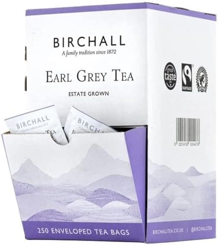 Image of Birchall Tea - Earl Grey Tea - Box of 250 Individually Packed in Enveloped Plant-Based Prism Tea Bags - A Perfectly Aromatic & Uplifting Brew for Your Mornings & Afternoons