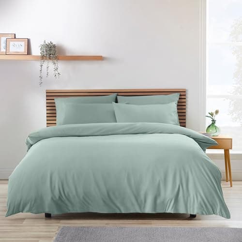 Image of Catherine Lansfield So Soft Non-Iron Single Duvet Cover Set with Pillowcases Green