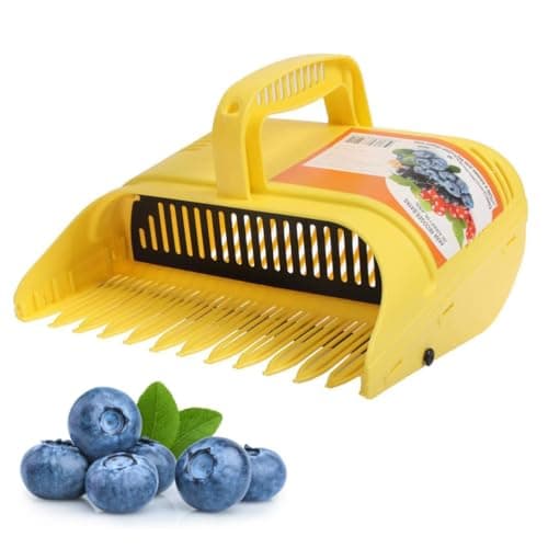 Image of Berry Picker with Handle,Blueberry Picker,Blue Berry Picking Rake for Picking Raspberries, Blackberries, Blueberries and Currants(Yellow 22 * 14 * 17cm)