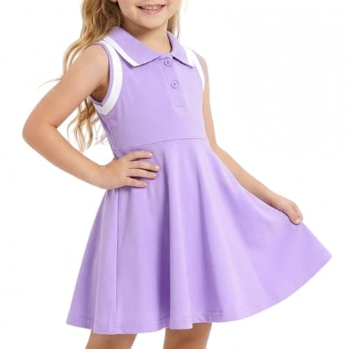 Image of WISREMT Little Girls Summer Dress, Active Sport Dress for Tennis Golf, Kids Soft School Uniform, Sleeveless Polo Dresses for Casual Holiday, Girls' Pleated Flare Sundress Size 3 4 5 6 7 8 Years