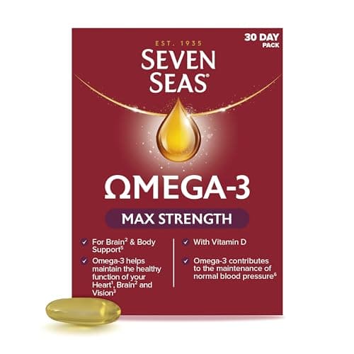 Image of Seven Seas Omega-3 Fish Oil, Max Strength with Omega 3 and Vitamin D for Brain² and Body, 30 Capsules