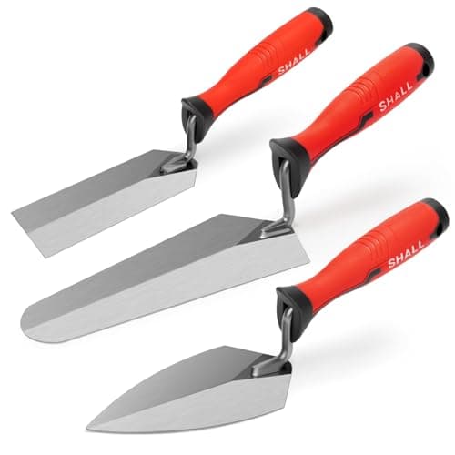Image of SHALL Soft-Grip Finishing Trowel Set 3pce,Pointing trowel,gauging trowel,Margin Trowel, Builders Bricklaying Tools with Soft Grip Handles