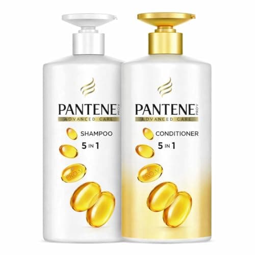 Image of Pantene Advanced Care 5-in-1 Shampoo and Conditioner Set, Pro Vitamin B5 Complex, Damage Repair, 1L, Paraben Free, for Damaged Hair