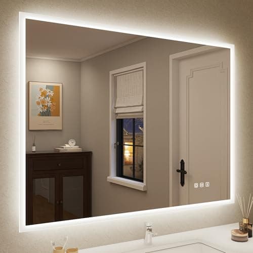 Image of STARLEAD 600x800 mm Bathroom-Mirror-with-LED-Lights, Bathroom-LED-Wall-Mirror with Bluetooth, Anti-Fog, 3 Colors Dimmable, Memory Function, HD Tempered Glass, IP44 LED-Mirror, Horizontal/Vertical