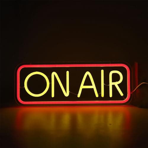 Image of ON AIR Sign, Transparently Warning Sign for Streaming Recording, Game Room or Bar Studio Decoration, Simple and Easy Switch, USB Powered Neon Night Light, 15.7x5.9in