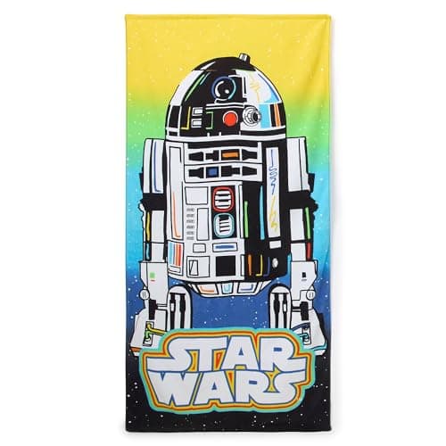 Image of Disney Store Official R2‑D2 Beach Towel Star Wars Soft Cotton Quick Dry Pool Beach Bath Towel for Kids, H150 x W74cm