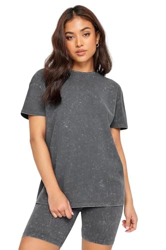 Image of PixieGirl Petite Grey Acid Wash T-Shirt Petite