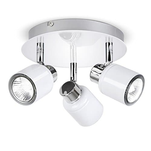 Image of MiniSun | Modern Gloss White Adjustable 3 Way Round Plate Ceiling Spotlight | Ceiling Spots, Home Décor & Improvement Essential | Mains Wired