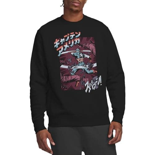 Image of Marvel Captain America Retro Japanese Strike Unisex Sweatshirt, Black, Small