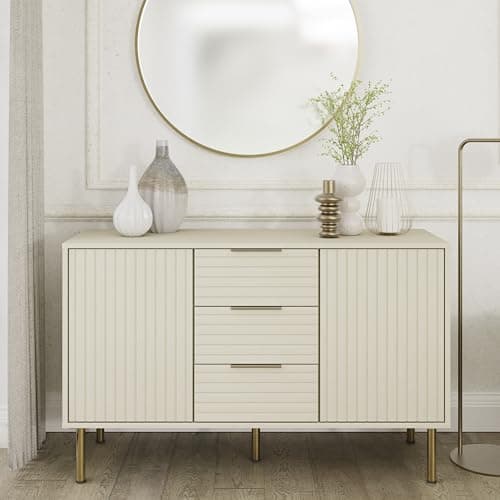 Image of GFW Nervata Sideboard Cabinet Living Dining Room Ivory