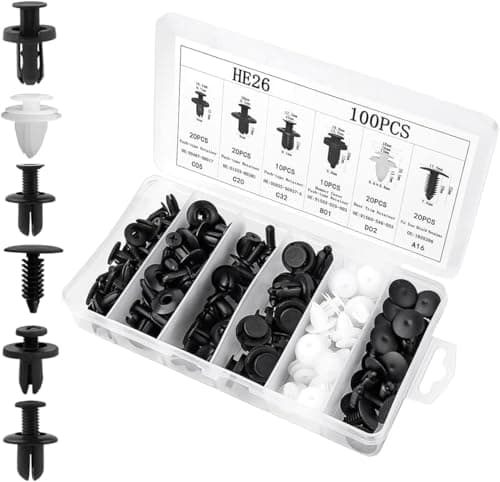Image of EINESIN Car Push Retainer Clips & Auto Fasteners Assortment, Plastic Push Pin Rivets Expansion Screws Replacement Most Popular Sizes Auto Pin Rivets Set -Door Trim Panel Fender Clips