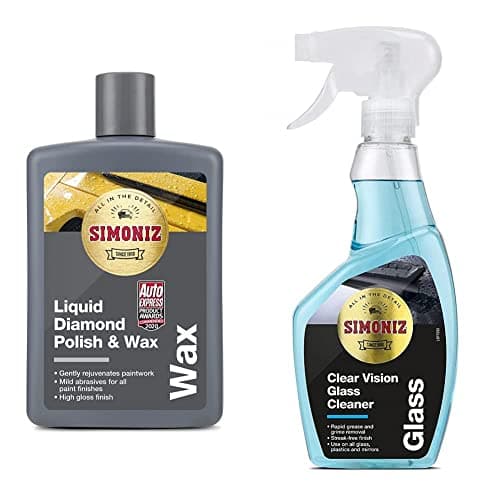 Image of SIMONIZ SAPP0188A, Liquid Diamond Polish and Wax, 475ml & SAPP0080A Anti-Glare Glass Cleaner 500ml