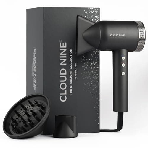 Image of CLOUD NINE The Airshot Pro Hair Dryer Starlight Collection Grey | Powerful Salon Self Clean Mode Long Lasting Temperature Control | Eco Precision Motor Magnetic Diffuser | 1600W Lightweight & Portable