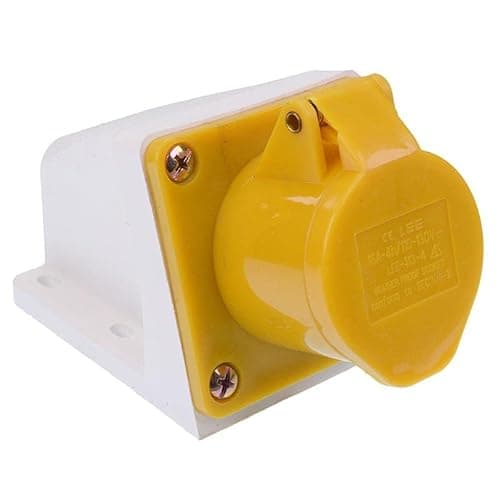 Image of Yellow 16A 110V 2P+E Industrial Surface Mount Socket IP44 1-2.5mm² cable IEC60309-1/2