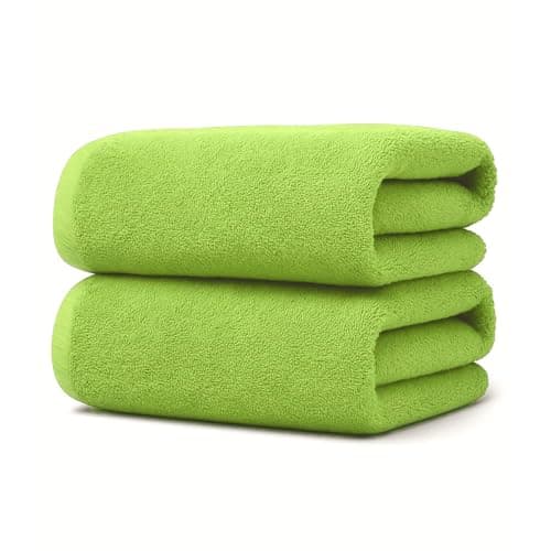 Image of MFAZ Morefaz Ltd Towel Set – Bath Towel Set of 2, 50x100 cm, 100% Cotton 500 GSM, Soft Thick & Highly Absorbent Towels, Ideal for Bathroom, Gym, Hotel or Everyday Home Use (Lime Green)