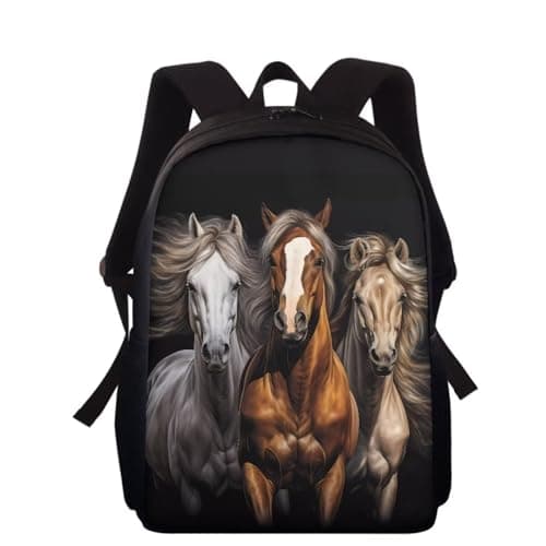 Image of chaqlin Animal Horse Print School Bags Kids Children Backpack,15 Inch Back to School Bookbags Gifts for Boys Girls Cute Bagpack Travel Rucksack Hiking Sport Knapsack
