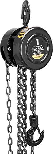 Image of Torin ATR9010B Manual Hand Lift Steel Chain Block Hoist with 2 Heavy Duty Hooks, 1 Ton (2,000 lb) Capacity,8ft/2.5m Black