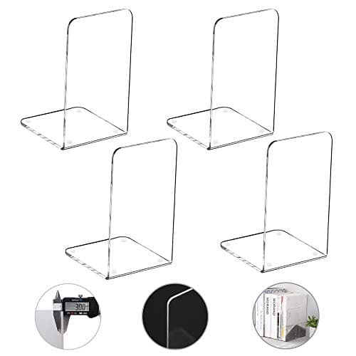 Image of MerryNine Plastic Acrylic Bookends Pair Organizer Bookshelf Decor Decorative Bedroom Library Office School Supplies Stationery Gift (Plastic Acrylic_2 Pairs)