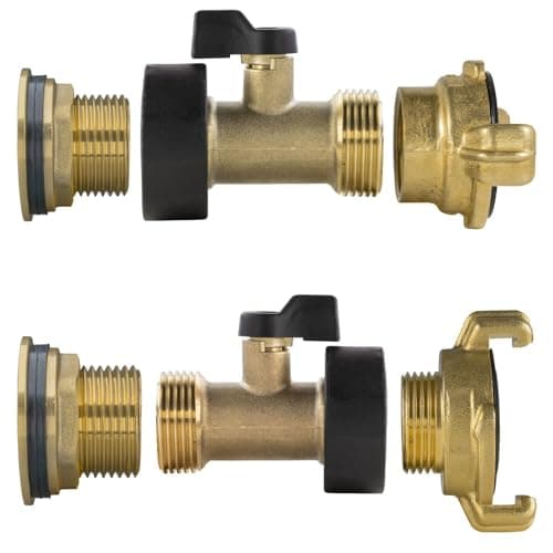 Image of 3/4" Water Butt Replacement Faucet – Brass Metal Lever Tap with UK Bib Outlet & Hose Barb Adapter,Quick Connect Garden Hosepipes (Brass Valve + GEKA)