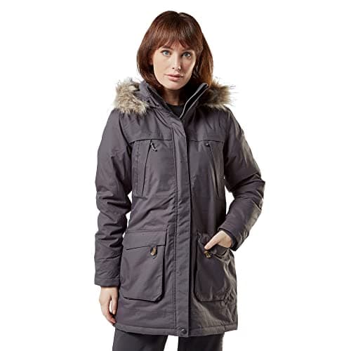 Image of Peter Storm Women’s Paloma Parka Jacket with Faux Fur Lined Hood and 4 Pockets, Waterproof, Insulated (UK, Numeric, 16, Regular, Regular, Grey)