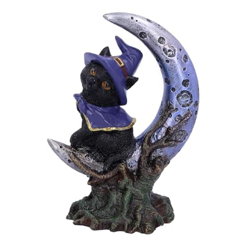 Image of Nemesis Now Sooky Witches Familiar Black Cat and Crescent Moon Figurine 11.5cm, Resin, Witches Familiar Cat Figurine, Sooky Figurine, Witchy Gift, Cast in the Finest Resin, Lovingly Hand-Painted