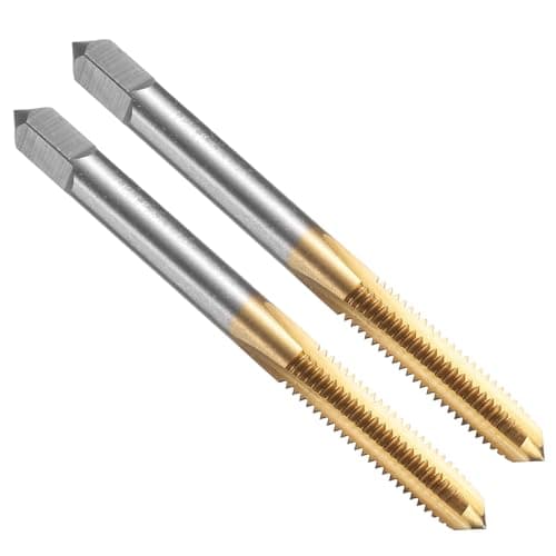 Image of sourcing map 2pcs Straight Flute Thread Taps, M6 x 1.0 Left Hand Metric Titanium Coated Screw Threading Tapping Tool Thread Milling Machine Taps, M35 High Speed Steel with Cobalt
