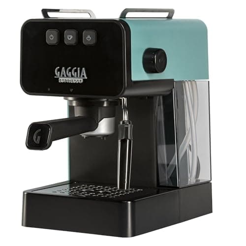 Image of Gaggia Espresso Deluxe Manual Coffee Machine and Cappuccino Maker with Milk Frother, Riverway Green
