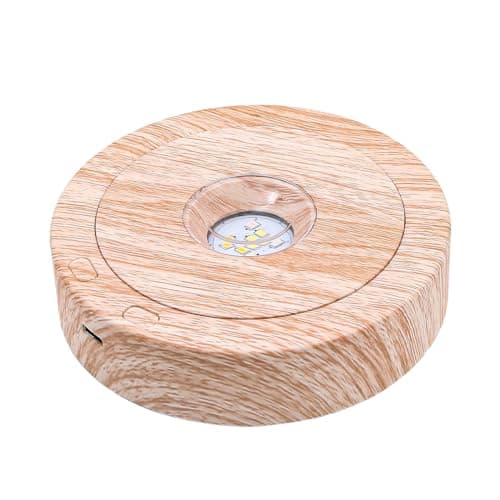 Image of Tiardey Round Rotatable LED Light Base 8 Light Modes Display Stand Desktop Display Base Stand for Crystals Glass Art