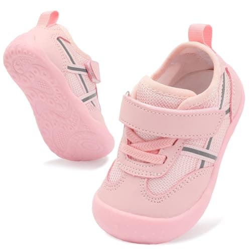Image of Prewalker Shoes for Baby Lightweight First Walking Shoes for Girls Boys Non-Slip Soft Sole Baby Trainers Pink 2-2.5 Years