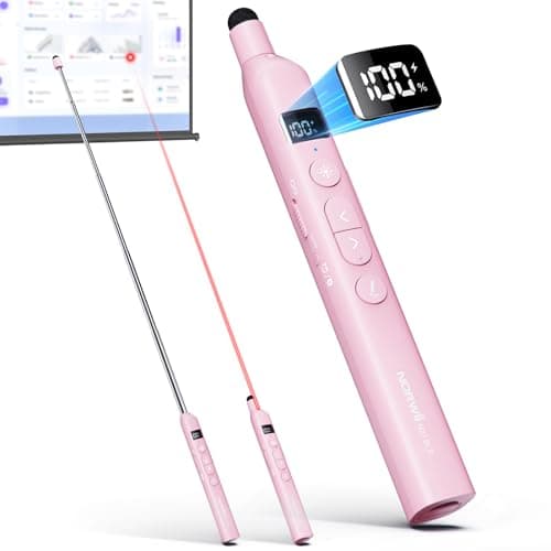 Image of Norwii N21 Bluetooth Presentation Clicker with Telescopic Teaching Pointer, Presentation Remote with Retractable Stick for PowerPiont, Wireless Presenter, Slide Advancer - Pink