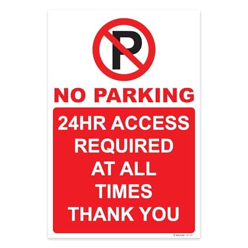 Image of RDLCAR No Parking 24 Hour Access Required Sign 1mm PVC No Parking Sign 200 x 300mm Clear and Bold Warning No Parking Signs Message