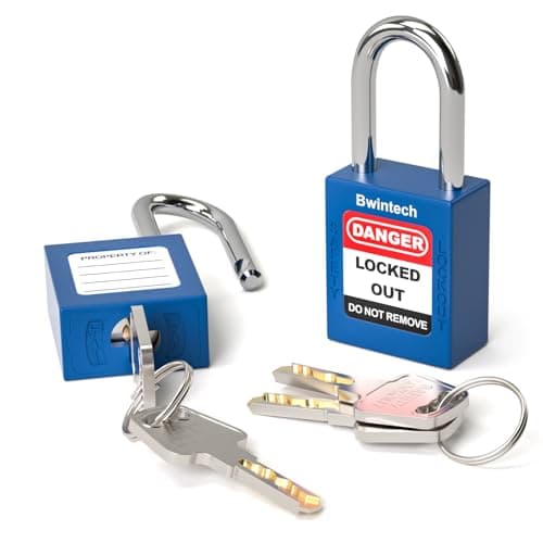 Image of Bwintech 2 Pcs 38MM Keyed Different Dark Blue Safety Padlock Lockout Tagout Lock for Lock Out Tag Out Stations and Devices