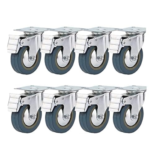 Image of Holdfiturn 8Pcs Castor Wheels 100mm Rubber Swivel Castor Wheels 600kg Heavy Duty Trolley Furniture Caster with Brakes (8)