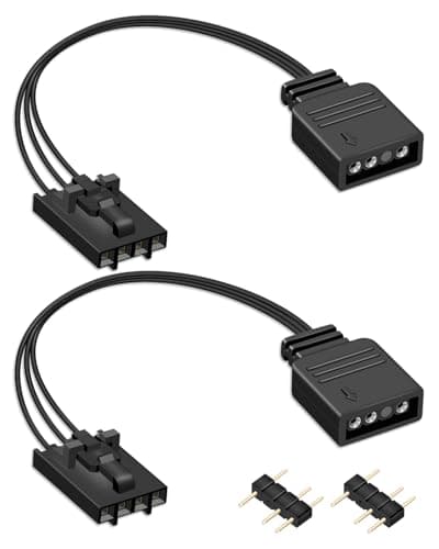 Image of GELRHONR 4 Pin Female to 5V 3 Pin ARGB Female Adapter for Cor-sair RGB Hub, Commander Core, iCUE Commander Core XT and Lighting Node Core, 2Pack