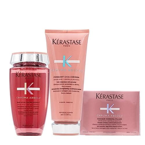 Image of Kerastase PACK Chroma Absolu Bain Riche Shampoo 250ml, Chroma Absolu Strengthening Fondant 200ml and